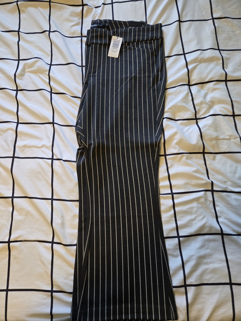 Torrid Gray Pinstripe Trouser Bootcut Ponte Pant